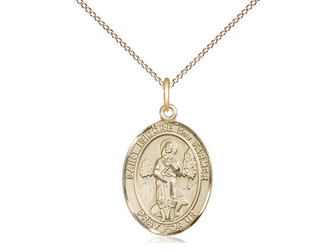 St. Isidore the Farmer Medal, Gold Filled, Medium, Dime Size 