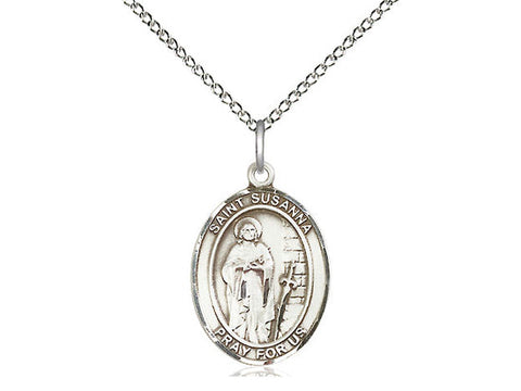 St. Susanna Medal, Sterling Silver, Medium, Dime Size 