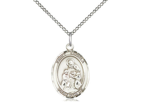 St. Angela Merici Medal, Sterling Silver, Medium, Dime Size 