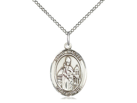 St. Walter of Pontnoise Medal, Sterling Silver, Medium, Dime Size 