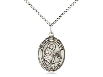 Our Lady of Mercy Medal, Sterling Silver, Medium, Dime Size 
