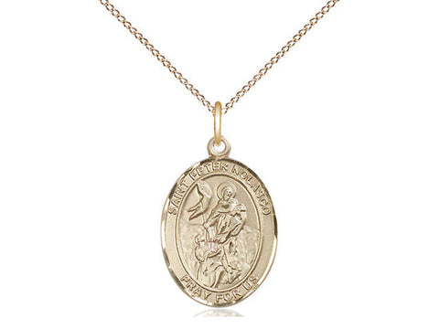 St. Peter Nolasco Medal, Gold Filled, Medium, Dime Size 