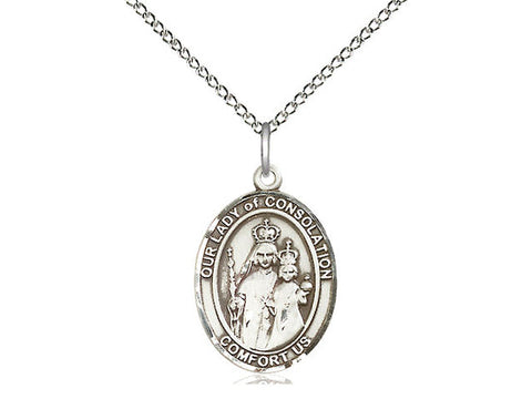 Our Lady of Consolation Medal, Sterling Silver, Medium, Dime Size 