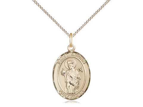 St. Aedan of Ferns Medal, Gold Filled, Medium, Dime Size 
