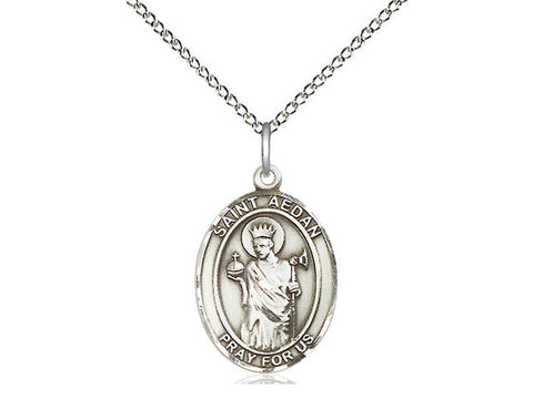 St. Aedan of Ferns Medal, Sterling Silver, Medium, Dime Size 