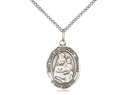 Our Lady of Prompt Succor Medal, Sterling Silver, Medium, Dime Size 