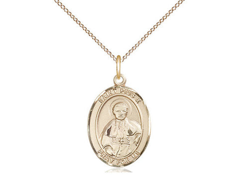 St. Pius X Medal, Gold Filled, Medium, Dime Size 