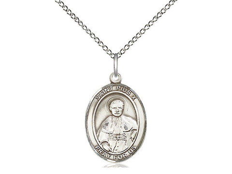 St. Pius X Medal, Sterling Silver, Medium, Dime Size 