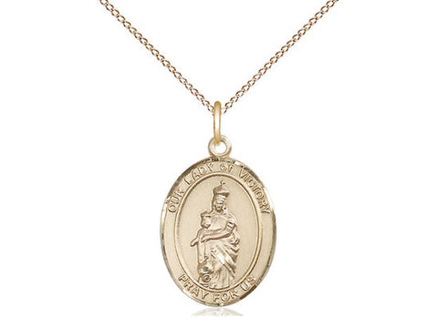 Our Lady of Victory Medal, Gold Filled, Medium, Dime Size 