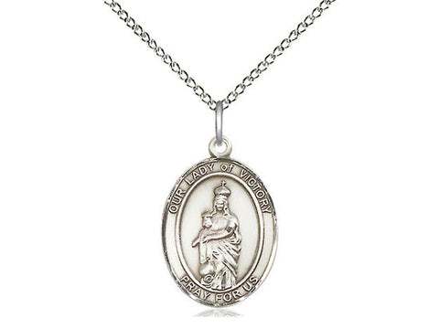 Our Lady of Victory Medal, Sterling Silver, Medium, Dime Size 