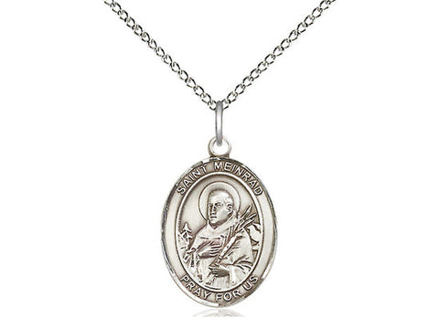 St. Meinrad of Einsideln Medal, Sterling Silver, Medium, Dime Size 