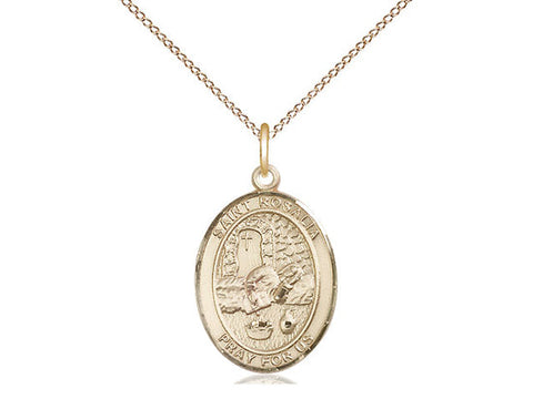 St. Rosalia Medal, Gold Filled, Medium, Dime Size 