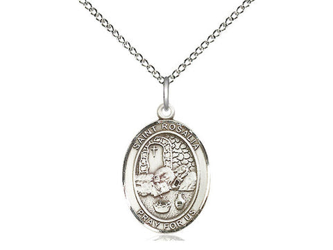 St. Rosalia Medal, Sterling Silver, Medium, Dime Size 