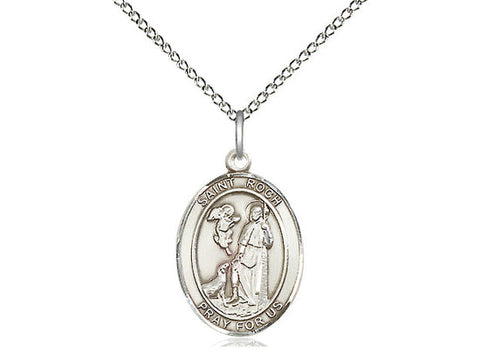 St. Roch Medal, Sterling Silver, Medium, Dime Size 