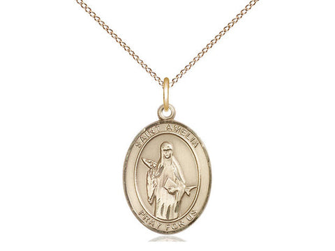 St. Amelia Medal, Gold Filled, Medium, Dime Size 