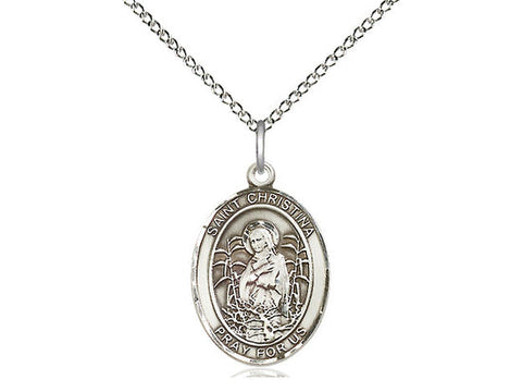 St. Christina the Astonishing Medal, Sterling Silver, Medium, Dime Size 