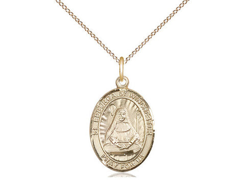 St. Edburga of Winchester Medal, Gold Filled, Medium, Dime Size 
