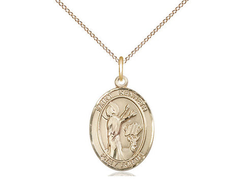 St. Kenneth Medal, Gold Filled, Medium, Dime Size 