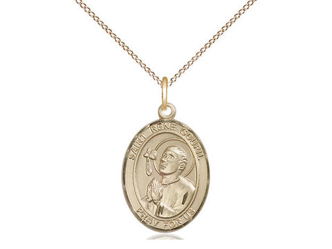 St. Rene Goupil Medal, Gold Filled, Medium, Dime Size 