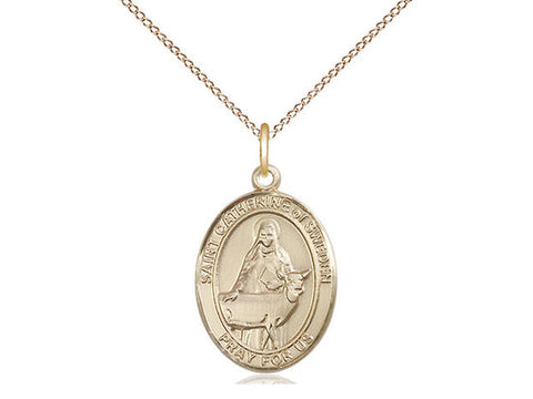 St. Catherine of Sweden Medal, Gold Filled, Medium, Dime Size 