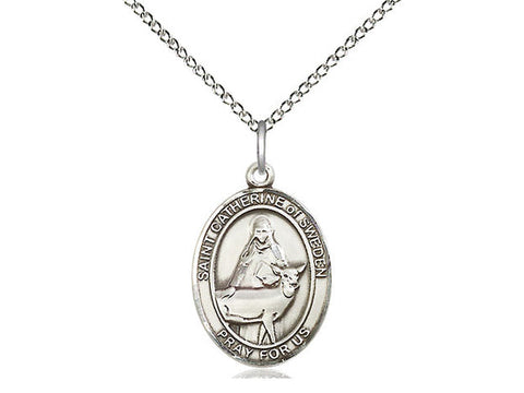 St. Catherine of Sweden Medal, Sterling Silver, Medium, Dime Size 