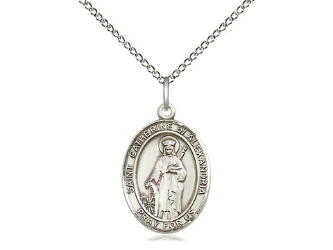 St. Catherine of Alexandria Medal, Sterling Silver, Medium, Dime Size 