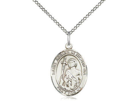 St. Adrian of Nicomedia Medal, Sterling Silver, Medium, Dime Size 