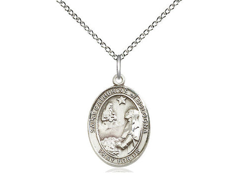 St. Catherine of Bologna Medal, Sterling Silver, Medium, Dime Size 