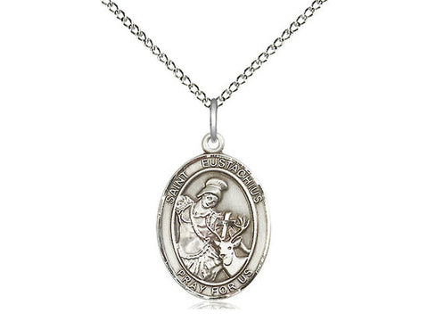 St. Eustachius Medal, Sterling Silver, Medium, Dime Size 