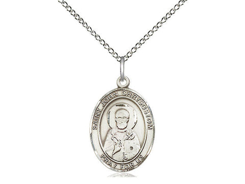 St. John Chrysostom Medal, Sterling Silver, Medium, Dime Size 