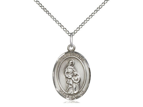 St. Anne Medal, Sterling Silver, Medium, Dime Size 