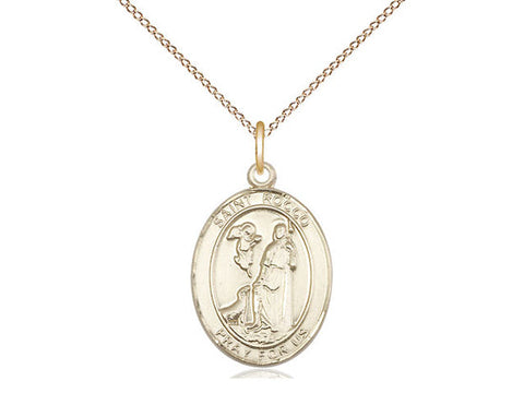 St. Rocco Medal, Gold Filled, Medium, Dime Size 
