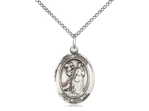 St. Rocco Medal, Sterling Silver, Medium, Dime Size 