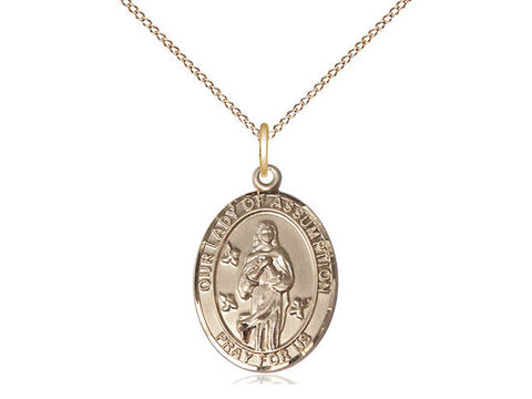 Our Lady of Assumption Medal, Gold Filled, Medium, Dime Size 