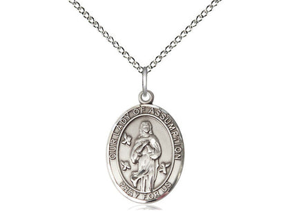 Our Lady of Assumption Medal, Sterling Silver, Medium, Dime Size 