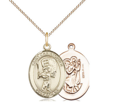 St. Christopher Baseball Medal, Gold Filled, Medium, Dime Size 