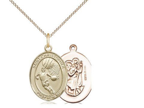 St. Christopher Basketball Medal, Gold Filled, Medium, Dime Size 