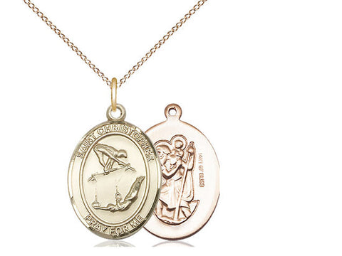 St. Christopher Gymnastics Medal, Sterling Silver, Medium, Dime Size 