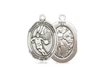 St. Sebastian Basketball Medal, Sterling Silver, Medium, Dime Size 