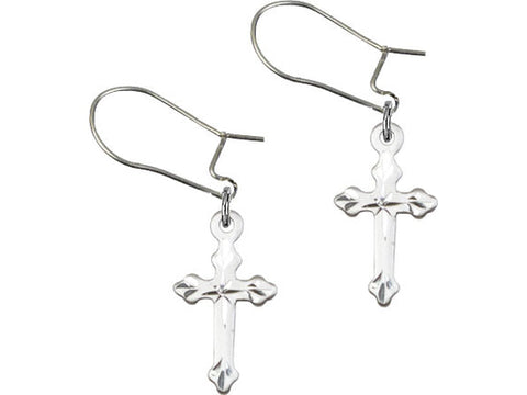 Silver Cross Dangle Earrings
