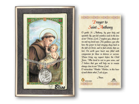 St Anthony of Padua Prayer Card with Medal