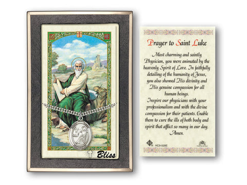 St Luke the Apostle Prayer Card with Medal
