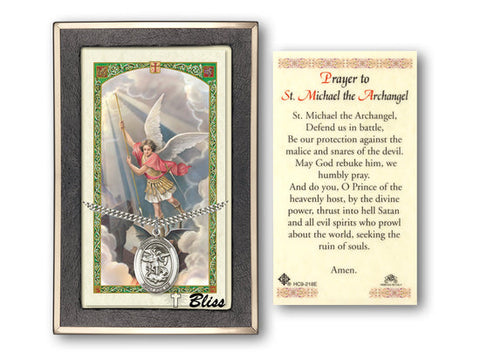 St Michael the Archangel Prayer Card with Medal