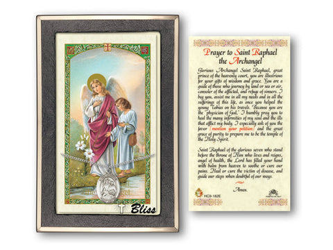 St Raphael the Archangel Prayer Card with Medal