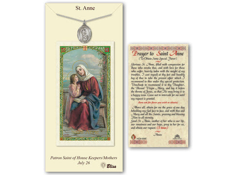 St Anne Prayer Card with Medal