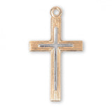 Cross Pendant Two Tone, 16 Karat Gold Over Sterling Silver with Chain