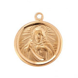 Sacred Heart of Jesus Pendant Round, Gold Over Sterling Silver with Chain