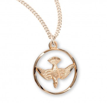 Holy Spirit Pendant, 16 Karat Gold Over Sterling Silver with Chain