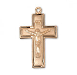 Crucifix with Border Pendant, 16 Karat Gold Over Sterling Silver with Chain