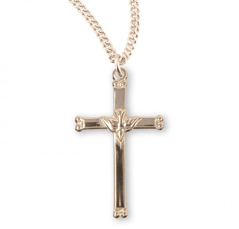 Holy Spirit Cross Pendant, 16 Karat Gold Over Sterling Silver with Chain
